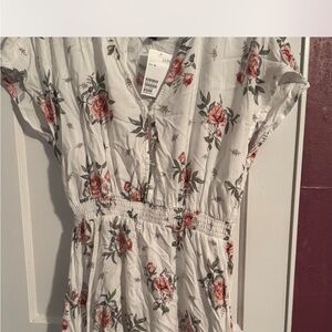 H&M White Floral Midi Dress